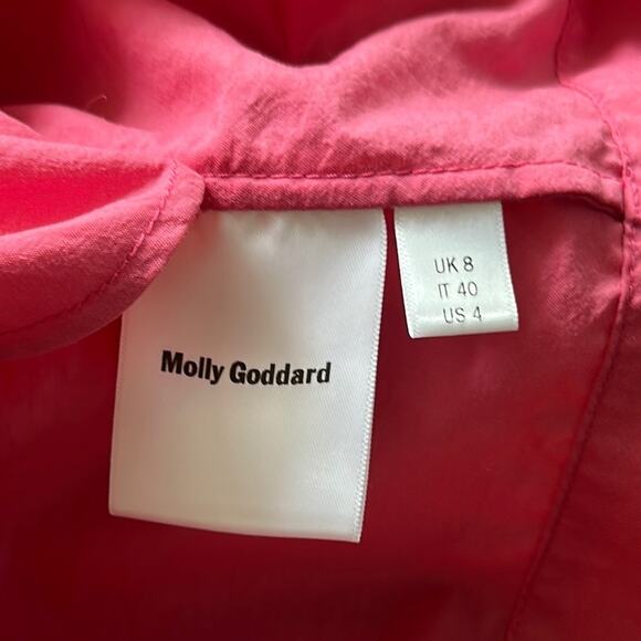MOLLY GODDARD Tiffany Shirred Puff Sleeve Mini Dress Pink Size 4 - Picture 4 of 7